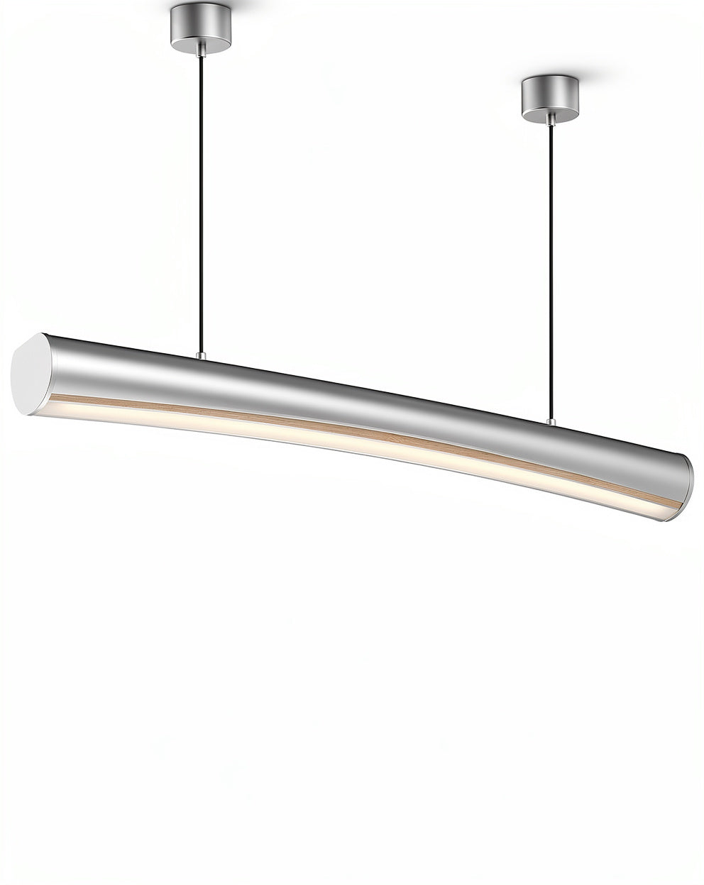 **Moderne Hanglamp met Gebogen Aluminium Lichaam en LED Verlichting**