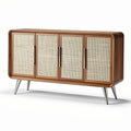 **Technische titel in het Nederlands:** Moderne houten dressoir met geweven rattan deurtjes en metalen poten