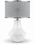 **Technische titel in het Nederlands:** **Geometrische witte lamp met grijze lampenkap**