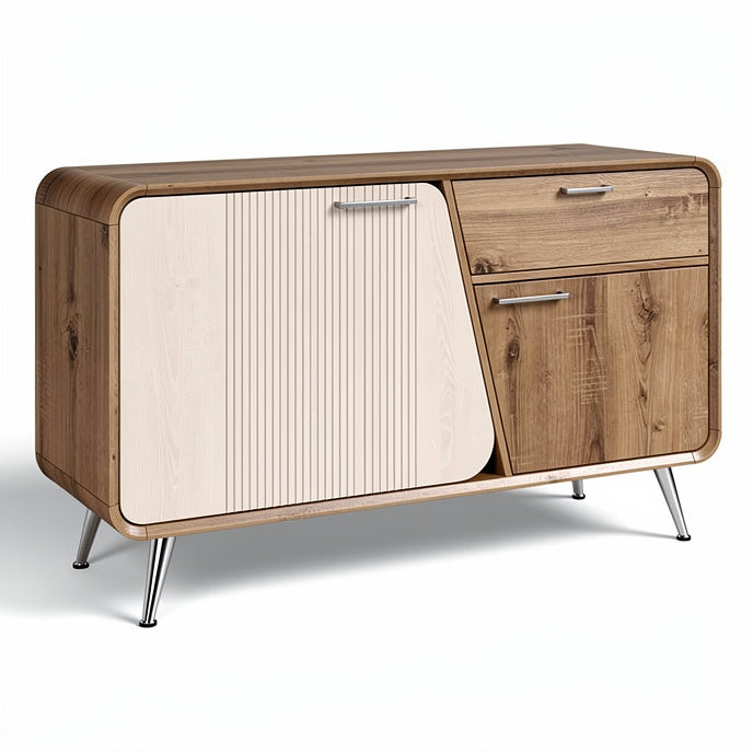 **Technische titel in het Nederlands: Moderne houten kast met schuifdeur en metalen poten**